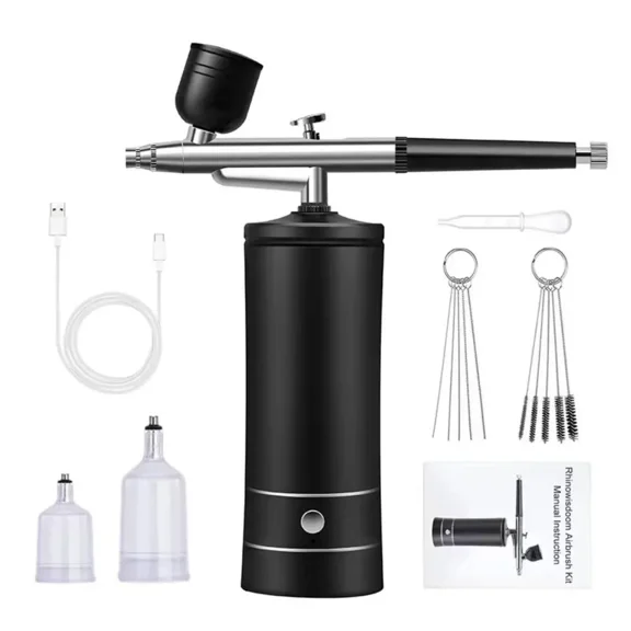 Electric Mini Air Compressor Machine, 1 Set Rechargeable Paint Spraying Tool with Accessories for Nail Art Tattoo Craft Cake, Airbrush Tool for DIY, Power, Handle, Tool Kit, Expert Airbrush Kit