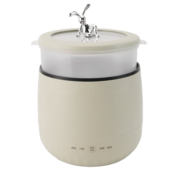 Electric Mini Cooker 1.8L 450W, Off-White - Nonstick Interior, Automatic Shut-Off, Fast Cooking Pot for Dorm, Office, Travel (1.8 Liters / 60.86 fl oz)