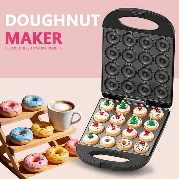 Electric Mini Doughnut Maker, 2 Inch All-in-One Donut Making Machine with Non-Stick Surface & Cool Touch Design, Great for Mini Desserts at Wedding, Birthday, Baby Shower, Holiday Parties & Afternoon
