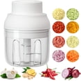 thumbnail image 1 of Electric Mini Food Chopper 250ml USB Rechargeable Portable Garlic Vegetable Slicer with Stainless Steel Blade White, 1 of 7