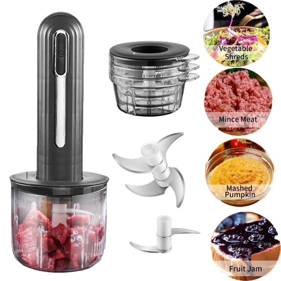 Electric Mini Food Processor, 4-Cup Portable USB Small Food Processor, Garlic Mincer, for Dicing, Mincing, and Puree, Black