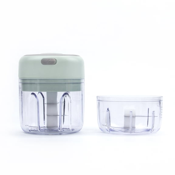Electric Mini Food Processor Wireless Garlic Chopper Meat Vegetable Cutter Portable Cordless Mincer Food Slicer and Powerful Chopper for Chili Vegetable Nuts by KAUKKO(100ml+250ml Green)