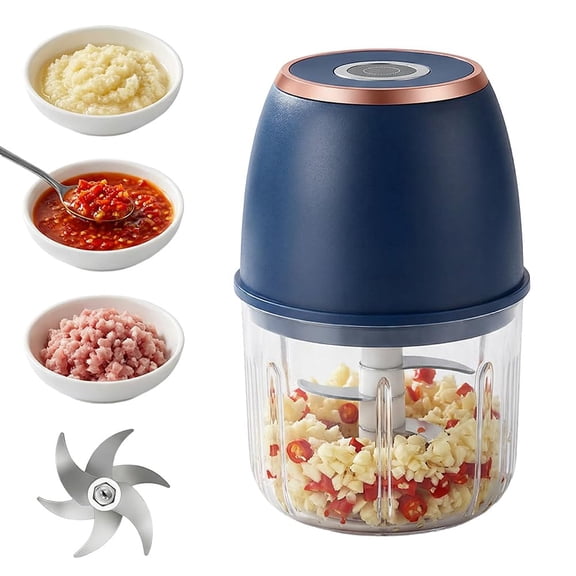 Electric Mini Food Processor with Stainless Blades, Cordless Garlic Chopper 350ml