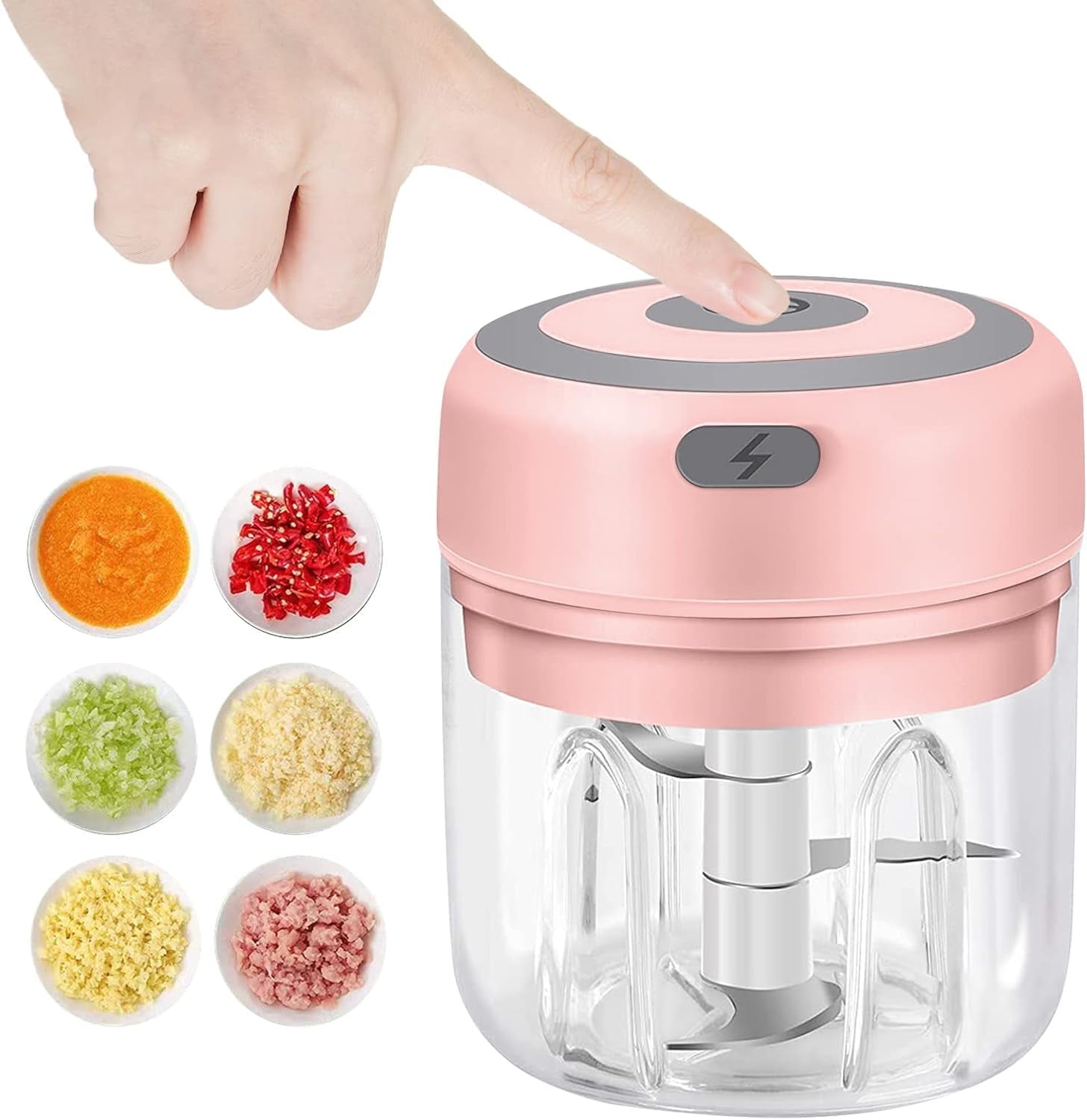 Electric Mini Garlic Chopper, 100ML Food Chopper Garlic Mincer USB, Vegetable Chopper, Onion Chopper, Portable Small Food Processor for Garlic, Ginger, Chili, Vegetables