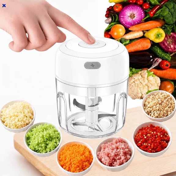 Electric Mini Garlic Chopper, Portable USB‑Rechargeable Food Processor, Small Blender for Onion, Ginger, Vegetable, Meat, Herb, Kitchen Mincer