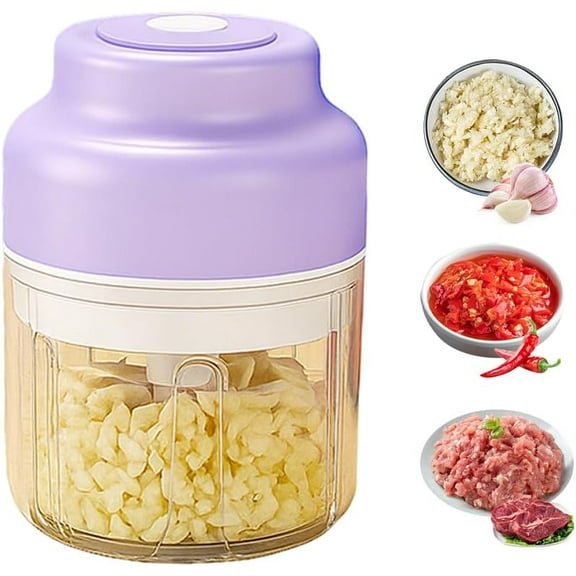 Electric Mini Garlic Chopper Set, 2025 New Small Garlic Chopper Mincer, Electric Food Chopper Tool, USB Rechargeable, Wireless Veggie Grinder, for Mashing Onion, Garlic, Chili, Ginger