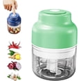thumbnail image 1 of Electric Mini Garlic Chopper Set, Electric Garlic Chopper, Ulti-Functional Portable Vegetable Cutter Set, 250/ 320ml For Chili Onion Ginger Celery (Green,250mm), 1 of 8