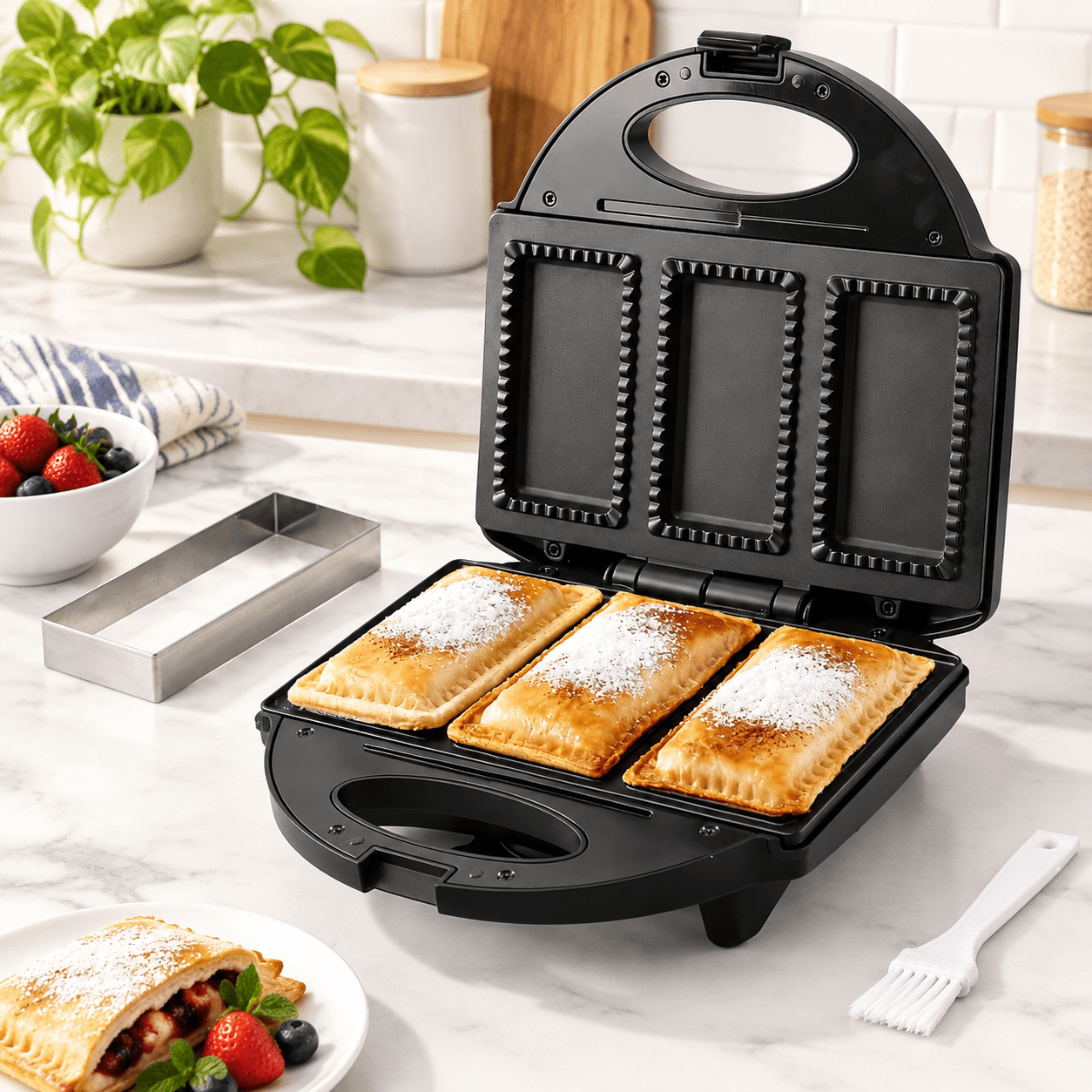 Mini Foot Maker Electric Mini Pocket Pie Maker with Crust Iron Press Non Stick Surface ...