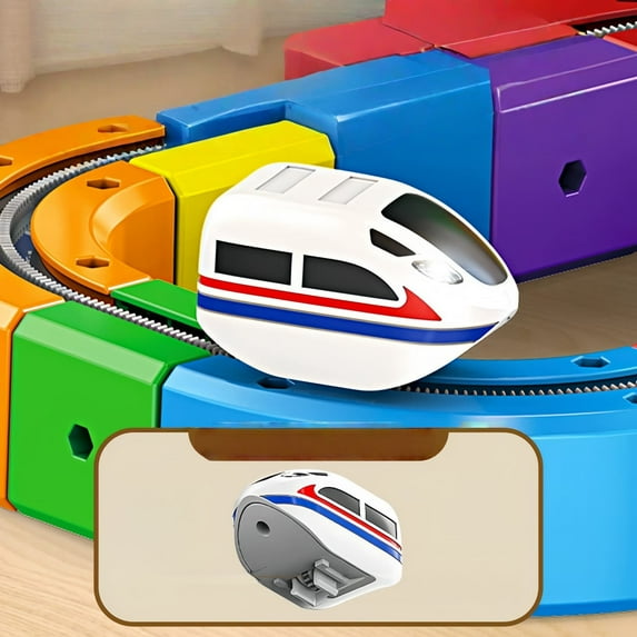 Electric Mini Train Toy Set 360 Loop Track with Motorized Train & Traffic Signs for Kids
