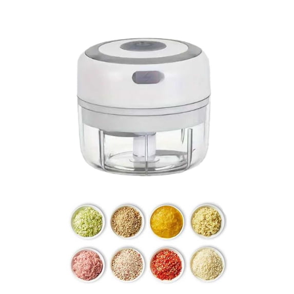 Electric Mini Vegetable Chopper, Food Chopper, Garlic Slicer, Chili Crusher, Chopper Cutter & Ginger Meat Mincer for Kitchen, Portable USB Chopper (White)