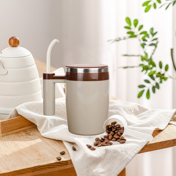 Electric Mixing Cup, USB Rechargeable Self Stirring Mug for Coffee & Protein Shakes, 450ml Auto Stir Travel Cup with Stainless Steel Interior, One Button & Leak Proof