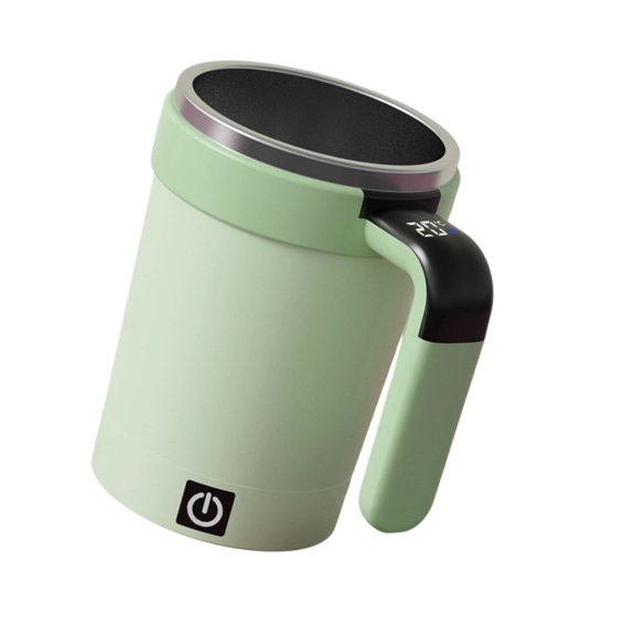 Electric Mixing Cup with Stir & LCD Temp Display, Rechargeable Mug for Coffee, Protein Shakes, Detachable Base