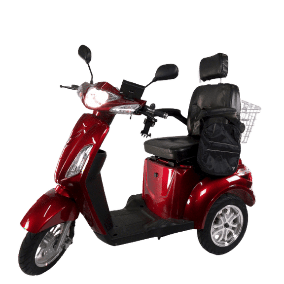 Electric Mobile Scooter for Adults & Seniors GTX Cadillac 3-Wheel Design, Red, Safe and Reliable Mobility