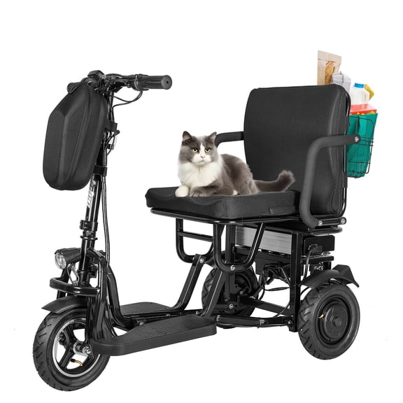 Electric Mobility Scooter 3 Wheel w Lithium Battery 700W,20Miles,Light,Can Be Full Folded,Black