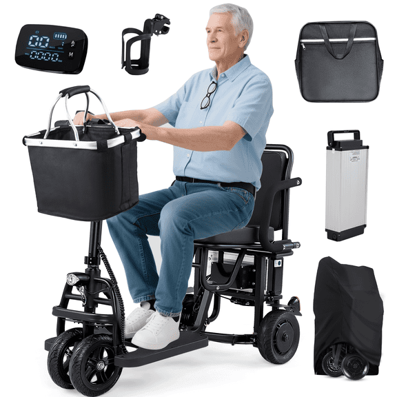 Electric Mobility Scooter, Autopilot Cruise Control, 3 Gear Speed, LED Screen,Dual Front Wheel for Senior Mobility Scooter , 20 Miles Long Range
