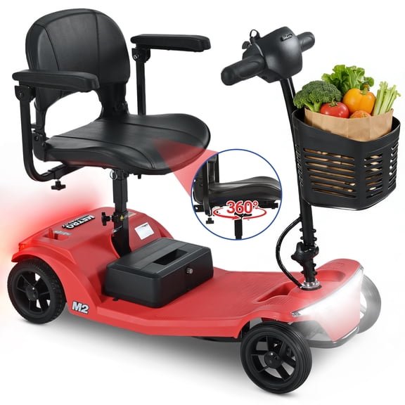 Segmart 4 Wheel Mobility Scooter ,Foldable Mobility Scooter for Seniors&Adults,300W Powerful Motor, Headlight and Basket, 300-pound Weight, Suitable for Adults/Seniors