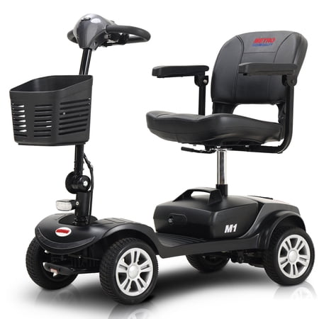 Electric Mobility Scooters for Adults, Powered Folding Mobility Scooter for Seniors, Compact Mobility Scooters with Basket & Headlight, Metallic Gray