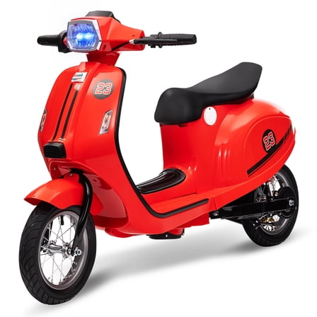 Electric Moped Scooter for 8-12 Kids, 24V 350W Kids Ride on Motorcycle, Max Up to 14MPH, with Rear Brake, Twist Grip Throttle & LED Light
