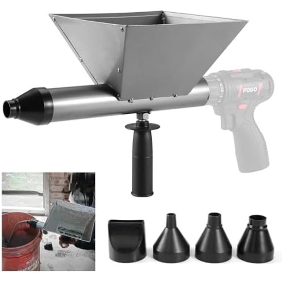 Electric Mortar Grout Gun, Portable Cement Grouting Machine, Reusable Mortar Pointing Gun for Brick, Grout Applicator Caulking Finishing Tool with 4 Nozzles (Without Electric Drill)