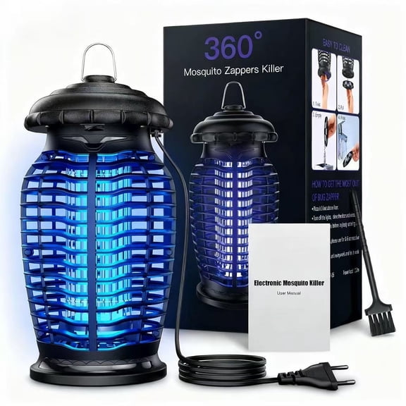 Electric Mosquito Insect Killer Zapper LED Light Fly Bug Trap Pest Control Lamp Type: Zapper, 1.5 Acre, Black