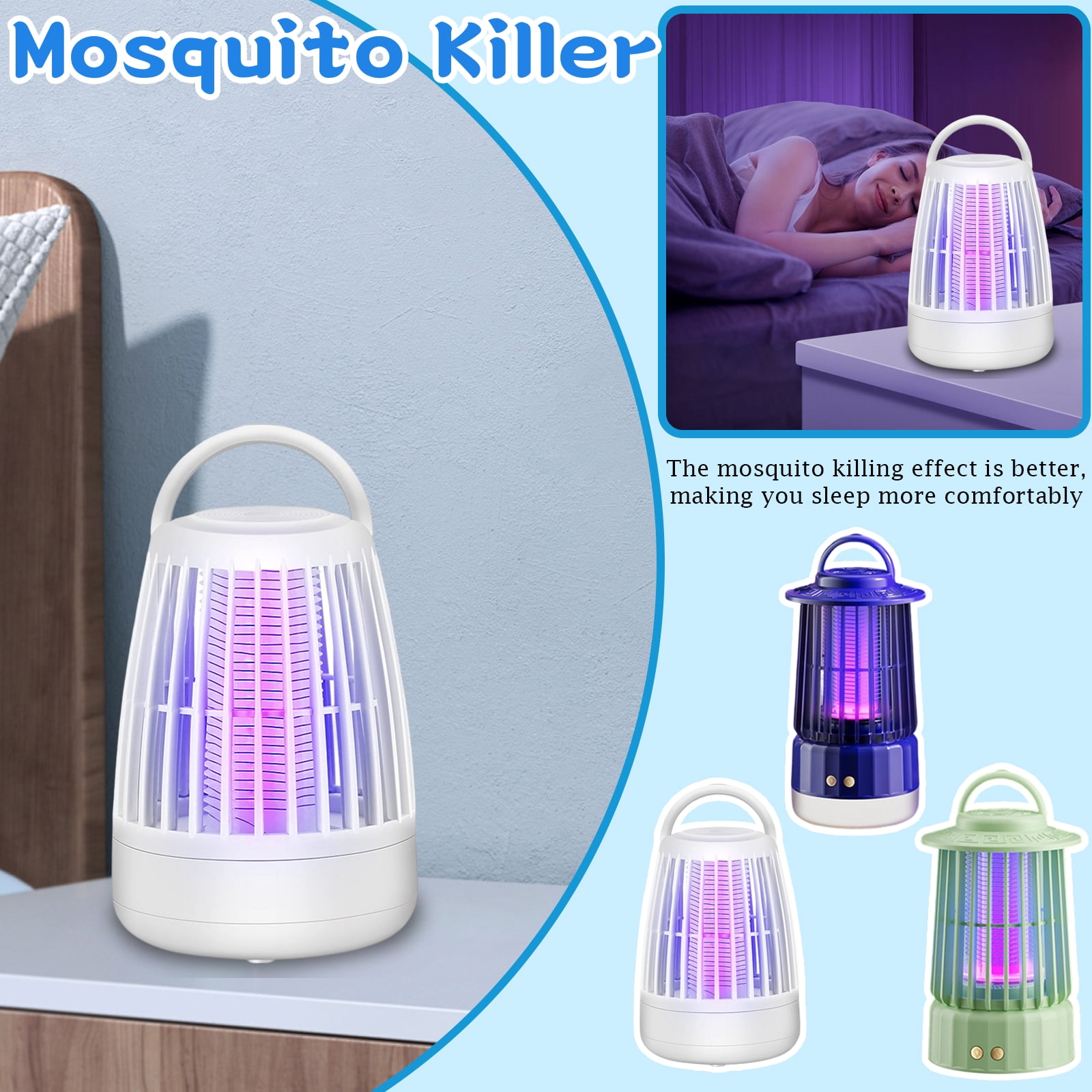 Electric Mosquito Rechargeable Bug Zapper | Indoor Mosquito and Outdoor Mosquito Zapper for Patio Camping Home and Kitchen, Portable Led Camping Light for