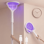 FIIOEOY Rotating Head Electric Fly Swatter Racket 3500V Rechargeable Bug Zapper Racket Bug Zapper Indoor Fly Zapper Mosquito Zapper Flies Killer for Indoors, with a Telescopic Extension