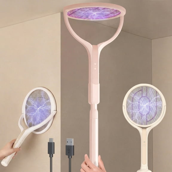 FIIOEOY Rotating Head Electric Fly Swatter Racket 3500V Rechargeable Bug Zapper Racket Bug Zapper Indoor Fly Zapper Mosquito Zapper Flies Killer for Indoors, with a Telescopic Extension
