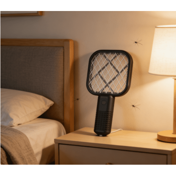 Electric Mosquito Swatter, Multifunctional Mini Bug Zapper with LED Mosquito Attractant Light, Flexible Gooseneck for Hands-Free Use, Indoor Outdoor Patio Backyard Camping