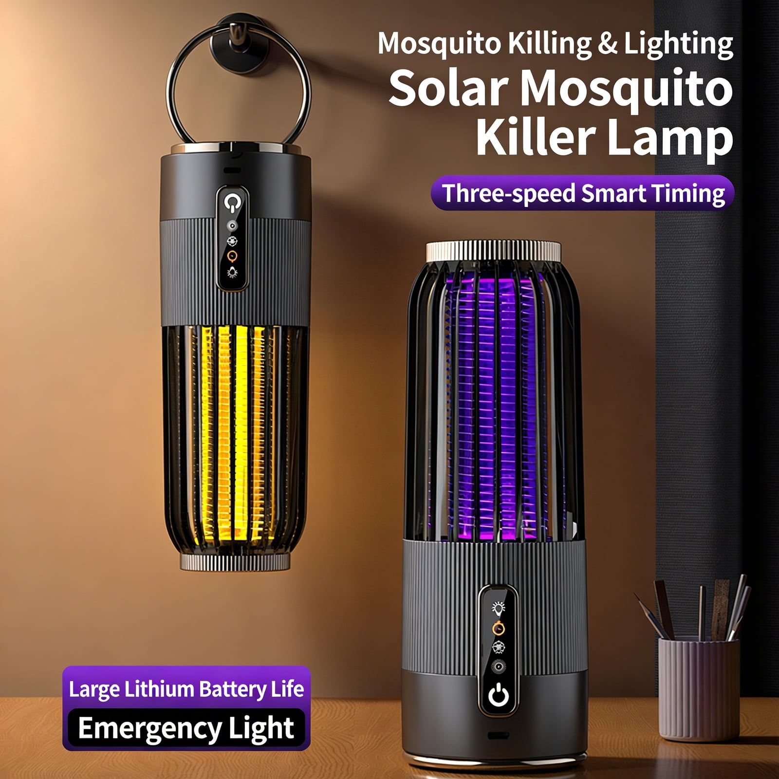 Electric Mosquito Zapper Outdoor Indoor, USB Solar Powered Bug Zapper for Patio Camping Garden, Effective Flying Insect Killer, Physical Electric Mosquito Killer Lamp for Home Patio Backyard (1 PC)