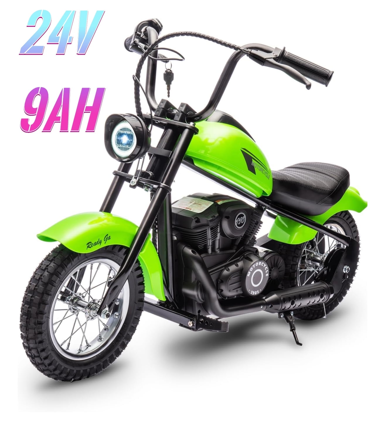 Electric Motorcycle for Kids, 24V 250W Dirt Bike, Two Speed Modes up to 16MPH, Dirt Bike with LED Lights, Rear Brake – Perfect Ride for Kids and Teens, Green