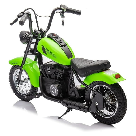 Electric Motorcycle for Kids, 24V 250W Kids Electric Dirt Bike, Two Speed Max Up to 14MPH & 60 Minutes Continuous, with LED Lights, Leather Seat, Rear Brake, Electric Motorbike for Kids/Teens