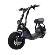 Electric Motorcycle for Adults, Electric Motor 24 Mph 1000W 48V 20Ah Lithium Ion Battery Seated E moped Max Load 265lbs Black