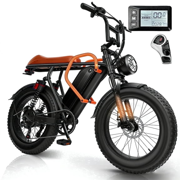 Electric Mountain Bicycles,750W Peak 1500W Motor,30MPH 60 Miles,Removable Battery,20 X 4.0 Fat Tire Ebikes for Adults,7 Speed,UL2849