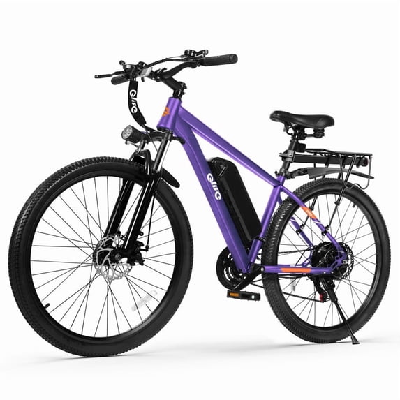 Racer Step-Over Mountain eBike for Adults, 48V10.4Ah 500W Removable Battery Lightweight Electric Bike, Max 28MPH Brushless Motor, 27.5" Tire E-MTB, with Fender & Rear Rack Purple E Bicycle