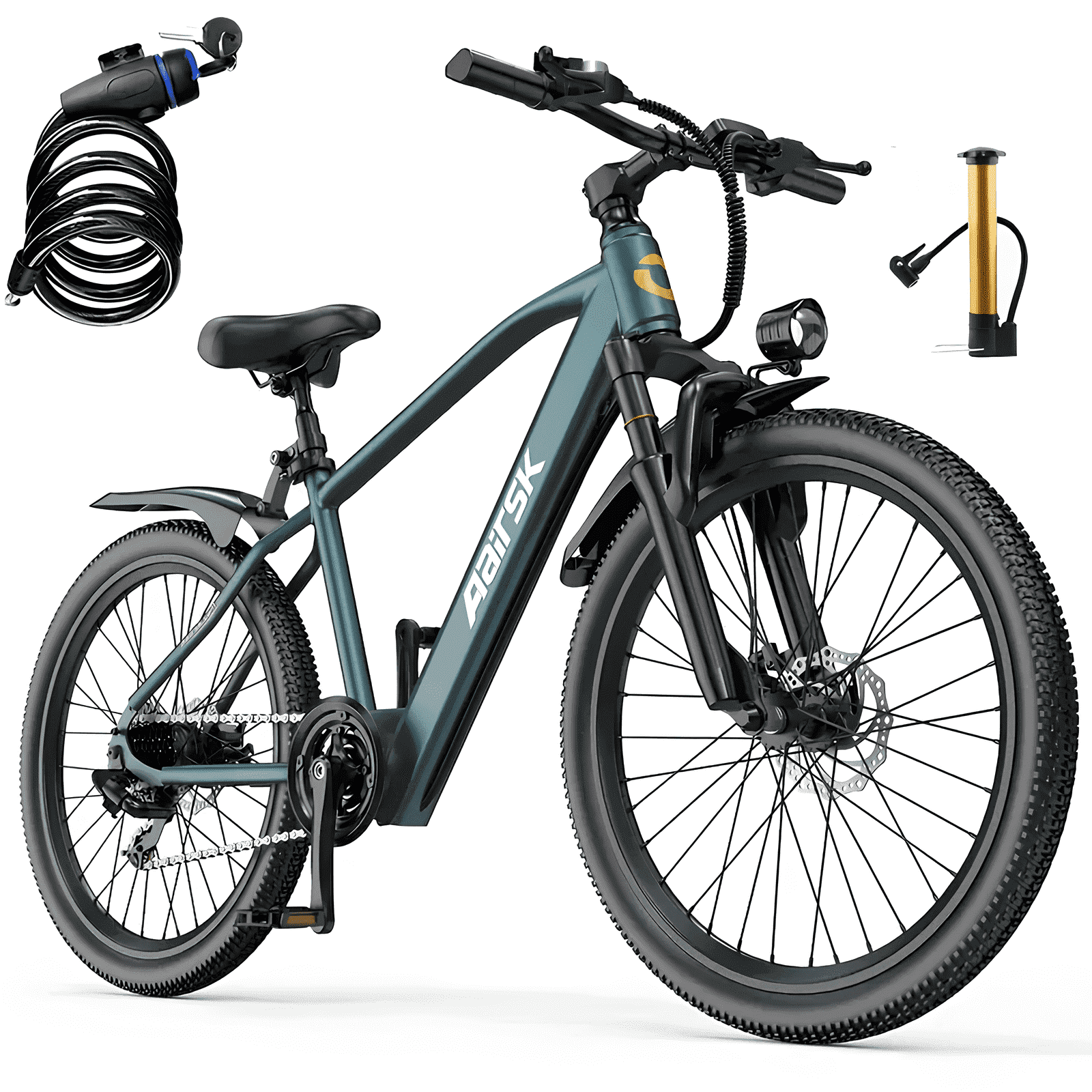 24"Electric Mountain Bike for Adults, 540W Brushless Motor, Top Speed 25MPH,40 Miles Commuting Range, Front Fork Suspension, Shimano 7-Speed,Dual Disc Brakes