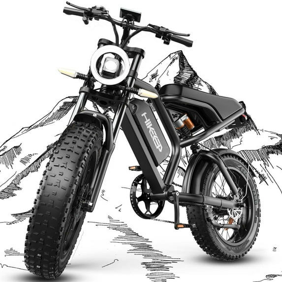 Electric Mountain Bike for Adults, 20" Fat Tire, 48V 15Ah Battery, 3000W Peak Dual Motor, 32MPH, UL2849 Certified Off-Road E-Bike, BLack