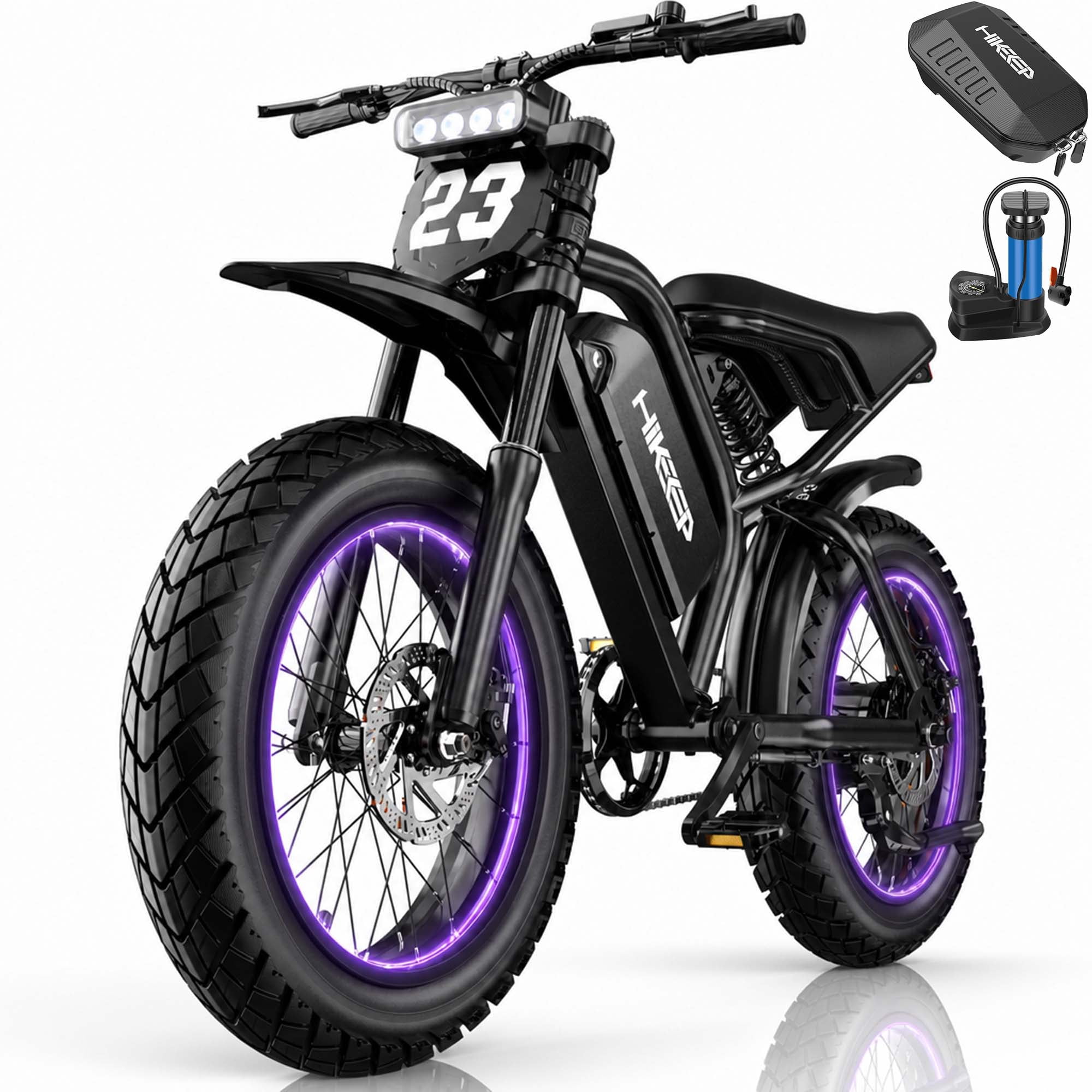 Electric Mountain Bike for Adults, 20" Fat Tire, 48V 17.5Ah Battery, 750 1500W Peak Motor, 32MPH, UL2849 Certified Off-Road E-Bike, Black