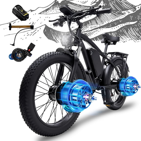 Electric Fat Tire Bike for Adults, 6000W Dual Motor Ebike, Max 50MPH 26"x4.0 Off-Road Mountain Electric Bicycle, 60V 25AH, UL2849