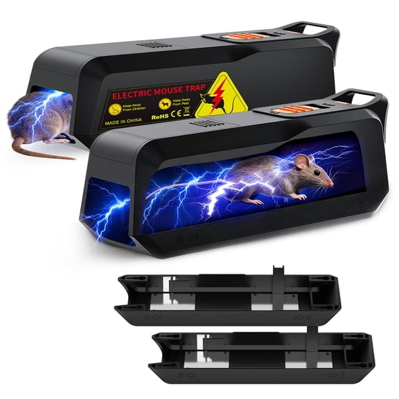 Electric Mouse Trap 2 Pack, Humane Electronic Mouse Trap for Indoor Home Use, Reusable Electric Rat Trap, No-Touch Rodent Control for Kitchen, Garage, Attic, Basement