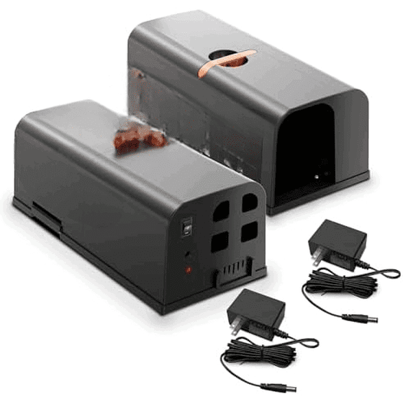 Electric Mouse Trap, 2 Pack Indoor Reusable Electric Mouse Trap Zapper with Anti-Escape Design & Dual Power, Electronic Rat Trap with No-Touch Cleaning for Kitchen, Garage$$Garden & Patio