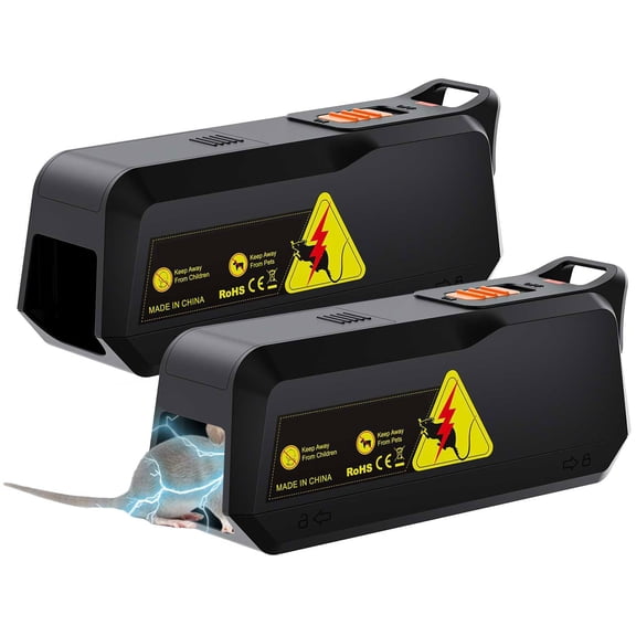 Electric Mouse Trap Zapper Electronic Mice Killer Humane Mouse Traps Indoor for Home with High Voltage Small Mouse Catcher for Kitchen Garage Lumber Room Battery or Plug in Reusable
