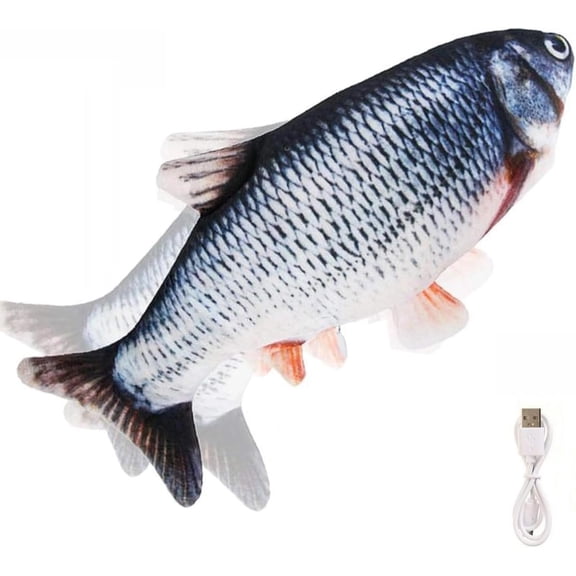 Electric Moving Fish , 11 Inch Realistic Flopping Wiggle Plush Fish Interactive for Indoor Cats and Kittens, Motion Sensor Activated, USB Rechargeable