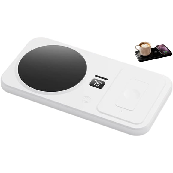 Electric Mug Warmer - Wireless Heating Coaster, Smart Temperature Control Plate, Energy Efficient Design | Beverage Warming Gadget for Comfort During Desk Work, Home Use, Bedside Relaxation, Chill