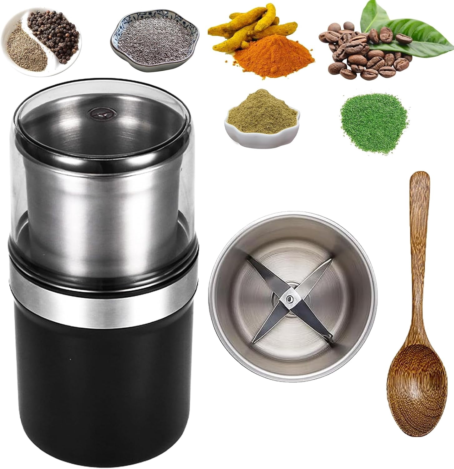 Electric Multi-Use Cup Grinder – Large Capacity Stainless Steel, 360 ...