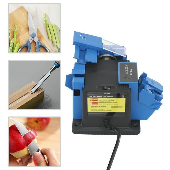 Electric Multi-task Sharpener for Knives, Scissors, Drills, and Planers, Compact, Adjustable Angle, 96W Power, Household Use