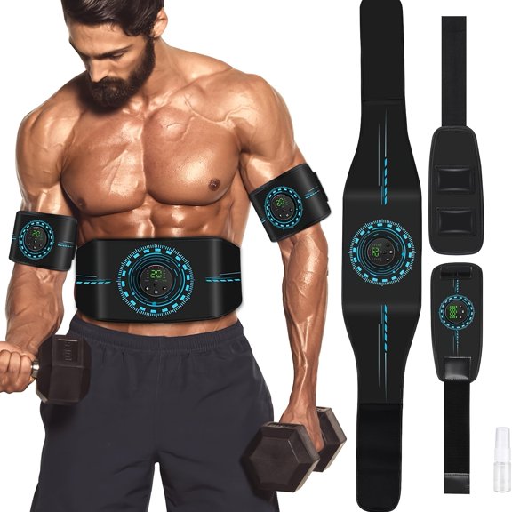 Electric Muscle Stimulator Toning Belt for Abdominal, Arm, and Leg Workouts, Enhances Muscle Definition and Strength, 3-Pack Set for Home Fitness