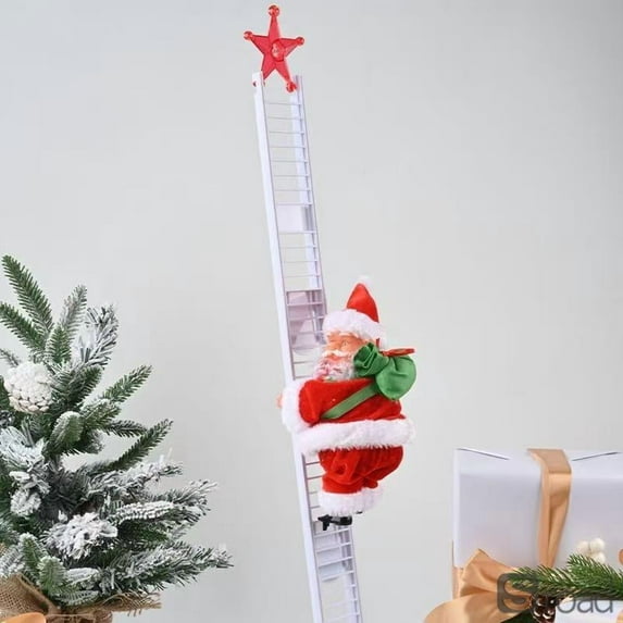 Electric Musical Santa Claus Toy, Climbing Rope Ladder Animated Christmas Tree Decoration With Music, Fun Holiday Gift For Kids, Battery Powered Santa For Home Decor (10 Inch),D,Christmas