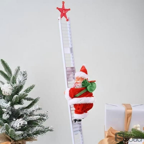Electric Musical Santa Claus Toy, Climbing Rope Ladder Animated Christmas Tree Decoration With Music, Fun Holiday Gift For Kids, Battery Powered Santa For Home Decor (10 Inch),D,Christmas