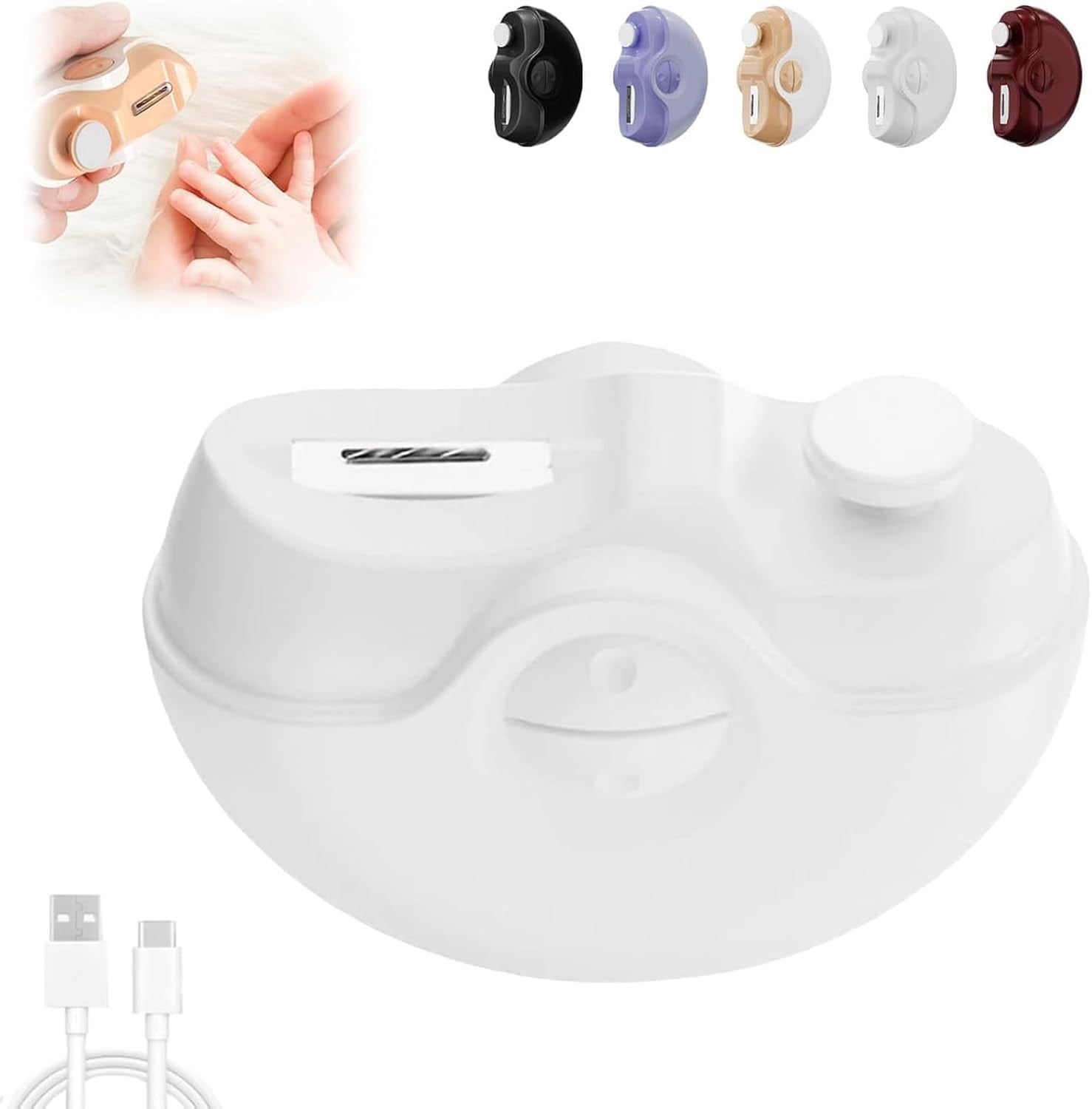Electric Nail Clipper, 2 in 1 Electric Polishing Automatic Nail Clippers, USB Rechargeable Nails FilerElectric with 2 Adjustable Speeds, Travel-Friendly, for Adults and Seniors (White)