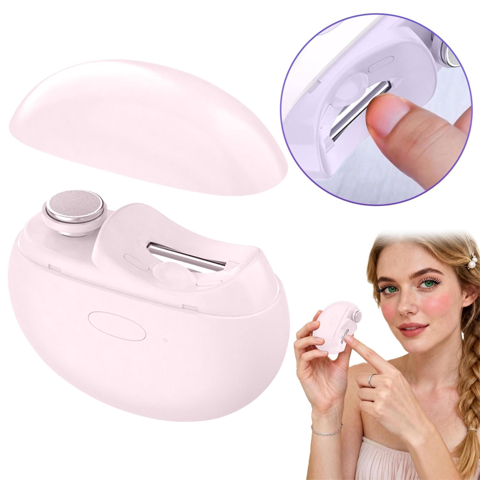 Electric Nail Clipper 2 in 1 Trimmer and Polisher with Adjustable Dual Speed, LED Light Nail Grinder with Chip Collection Box, USB Rechargeable Nail Care Tool for Adults Seniors Home Travel Use